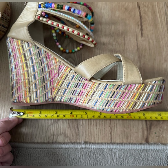 Cute wedge beaded colorful threaded pattern shoes - Picture 14 of 16
